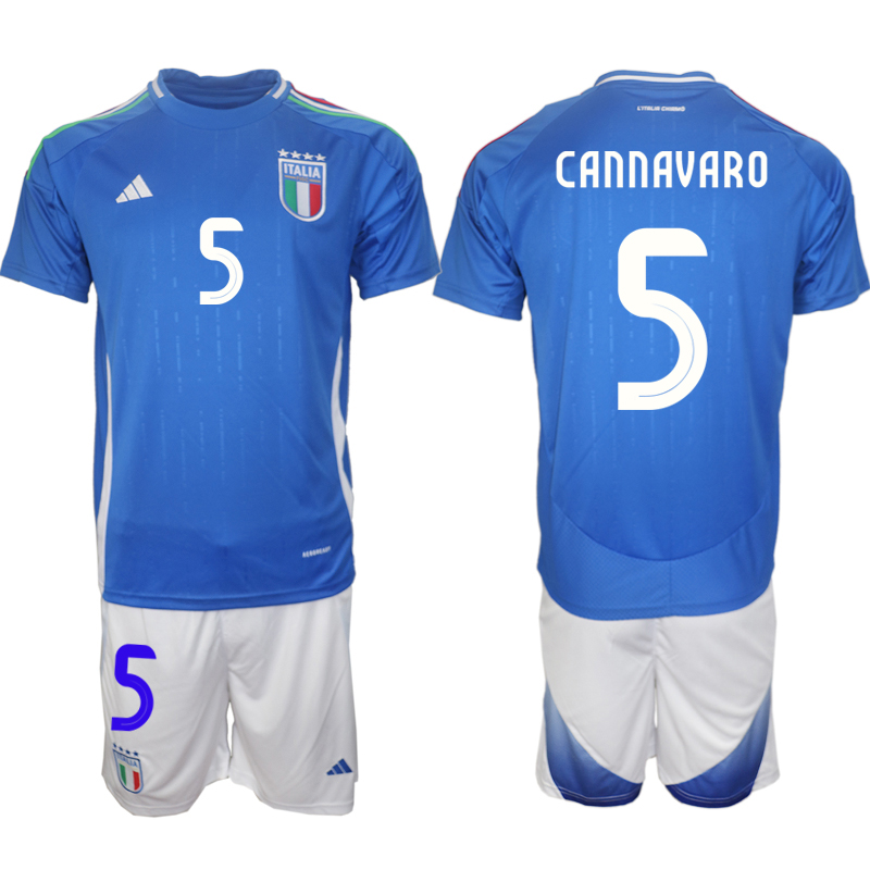 Men 2024-2025 Season Italy home Blue #5 Soccer Jerseys